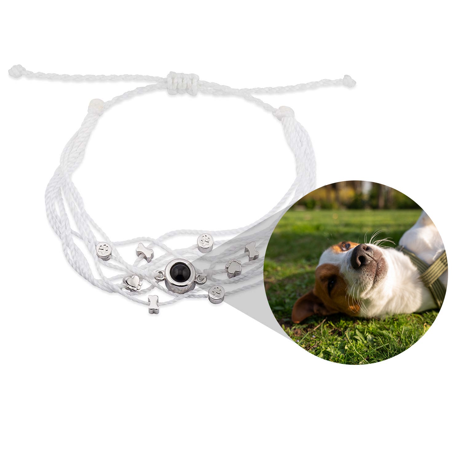 Personalisierte Foto-Armband mit Hundeanhängern